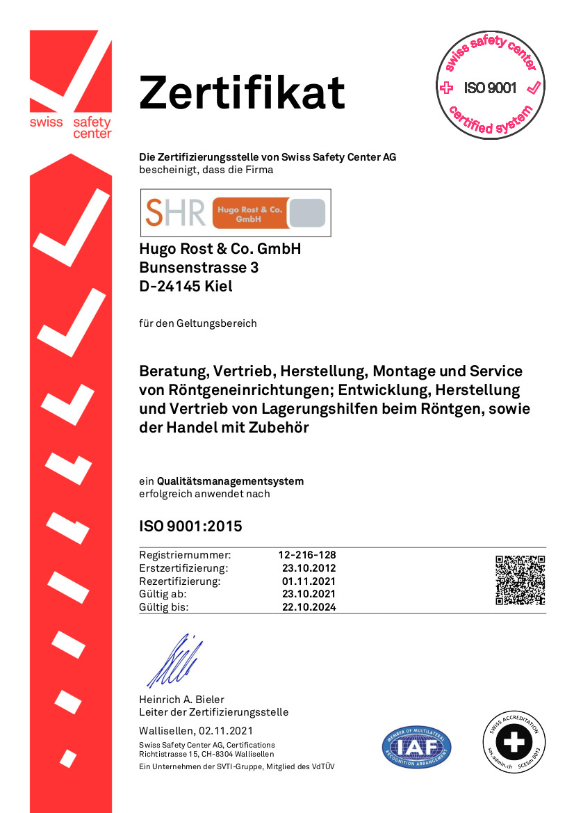 Hugo Rost Zertifikat ISO 9001